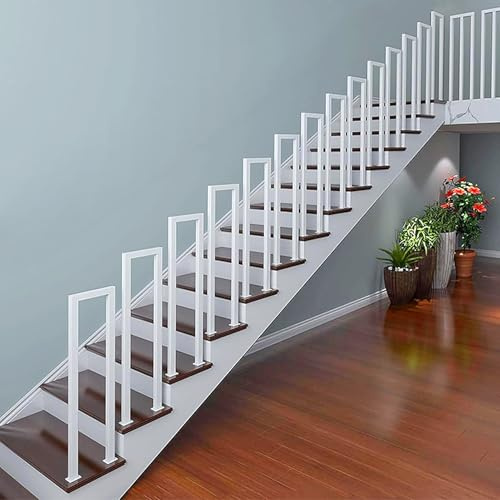 T-ZBDZ Geländer U Form Weiss, U-förmige Treppengeländer Innen Handlauf, Metall Geländer Treppe, Treppengeländer Außen für Balkon Terrasse Veranda Garten, Eingangsgeländer, 110cm
