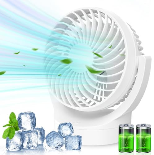 Ventilatore da Tavolo, Ventilador Portatil 3000mah A 5 Velocità Ricaricabile Il Ventilatore Portatile Ricaricabile Dura 4-10 Ore, Silenzioso, Per Camera Da Letto, Ufficio, Biblioteca,Viaggi All'aperto