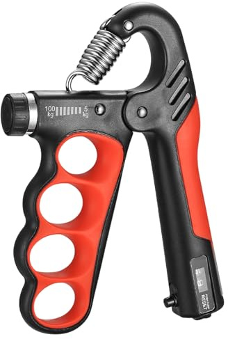 2 Grip Strengthener, Hand Grips Strengthener, 5-100 Kg Adjustable Hand Gripper Strengthener, Forearm Strengthener Workout Kit, (1, Red)