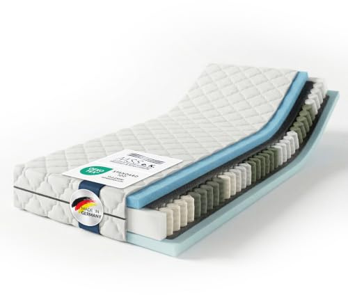 MSS e.K. MedicSpring 2-in-1 Taschenfederkern 70x200 | 2 Härtegrade in Einer Matratze H3 / H4 Federkernmatratze | Ergonomisch Designed und produziert in Deutschland 7 Zonen Oeko-TEX Zertifiziert