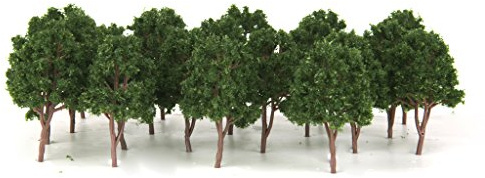 20 Diorama de paisaje de juego de guerra con diseño de árbol N escala de 7,5 cm, color verde oscuro
