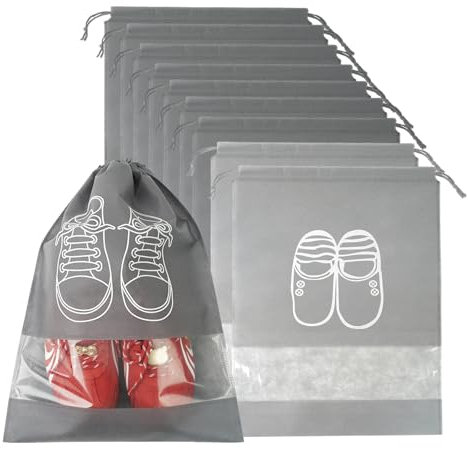 10 Stück Schuhbeutel Schuhtasche, Schuhbeutel Reise Schuhtasche Reise, Schuhsack Reise Wäschesack Reise, Wäschebeutel Reise für Reisen Oder Die Aufbewahrung Zu Hause, Grau, Wasserdicht