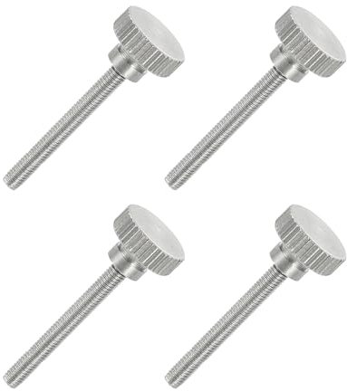 sourcing map 4 PCS M3 x 25mm Flat Knurled Head Thumb Screws,304 Stainless Steel Fully Threaded Thumbscrew Bolts Fasteners for Lighting Household Appliances Electronic Equipment
