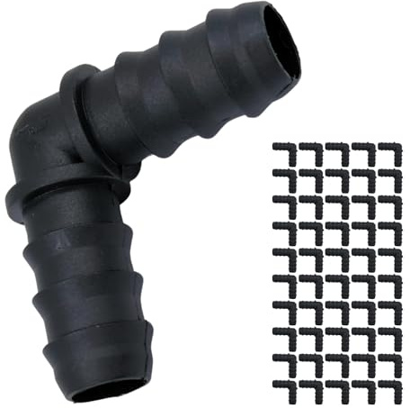 IBRIQO® Conexión Codo 90º – Manguera 16mm | Pack 50 | Riego por Goteo, Jardín, Plantas, Terraza, Aspersores, Nebulizadores, Difusores