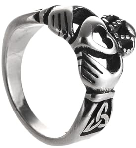 Celtic Claddagh Ring, Irish Heart Promise Anniversary Ring, Stainless Steel Heart Crown with Trinity Knot Jewelry (12)