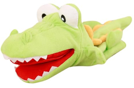 TOBBOMEY Krokodil Handpuppe aus PP Baumwolle Interaktive Tierhandpuppe für Geschichten und Spiele Waschbares Kuscheltier für Erwachsene für Partys und Belohnungen Fördert Kreativität und