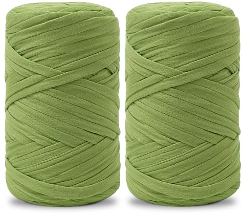 Vincona 2x200g T-Shirt Garn, TShirt Garn zum Häkeln, Geeignet für gehäkelte Taschen, Körbe, Wandbehänge, Heimdekoration, DIY-Bastelarbeiten-Eiergrün 11