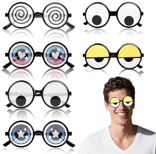 Lustige Wackelaugen-Brille, Scherzbrille für Erwachsene, schüttelnde Augapfelbrille, Partyzubehör, Kostümzubehör für Geburtstag, Halloween, Karneval, Dekorationen, 6 Stück