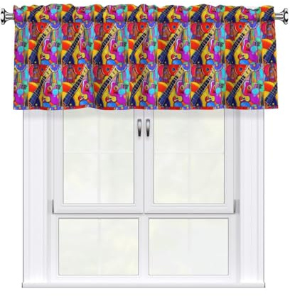 OAZCVBNN Cortinas elegantes de color con estampado acústico y guitarras, para cocina, cocina, habitación, 137 x 45,7 cm, jacquard para ventana