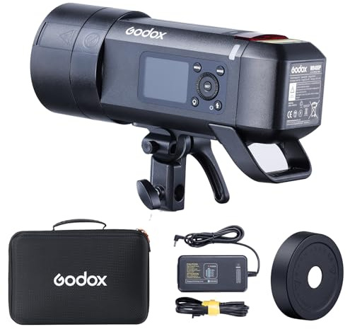 Godox AD400PROII professionell studio-blixt med godox- och bowens-fäste, GN72, 400 W, 2,4 G, TTL, HHS 1/8000S, 5600 K ± 200 K, 21,6 V/2600 mAh, 0,01–1 s, återvinningstid, 30 W modellering