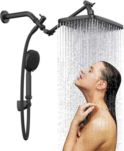 Pommeau de douche à effet pluie haute pression 2025 avec pulvérisateur à main, ensemble de salle de bain réglable de 30,5 cm, douche double et tandem, pommeau de douche cascade pour salle de bain