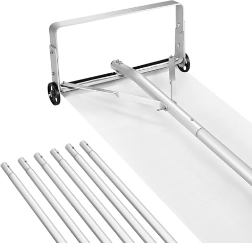 VEVOR Râteau à Neige de Toit, 47 cm, Râteau de Déneigement Réglable 1,58-9,13 m, avec Lame en Aluminium, Roues Inférieures, Poignée Antidérapante, Outil pour Enlever Neige et Feuilles du Toit Garages