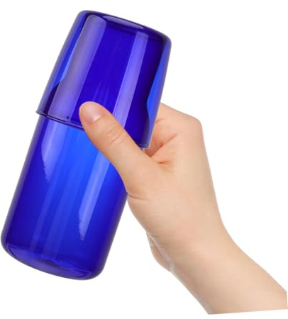 BRIGHTFUFU Cristalería Elegante de Vidrio Borosilicato Resistente al Calor con Botella y Vaso Azul para Hogar Oficina y Viajes al Aire