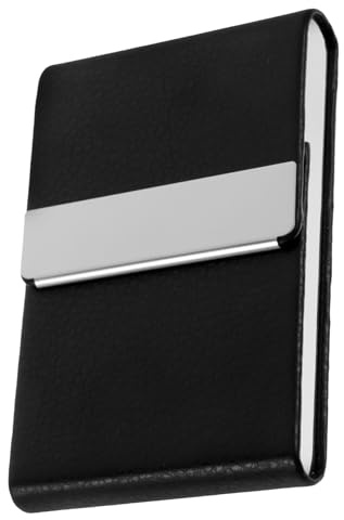 WOONEKY Porta Tarjetas Portátil de Cuero y Metal Almacenamiento Seguro y Diseño Ligero para Uso en Oficina y Ocasiones Formales