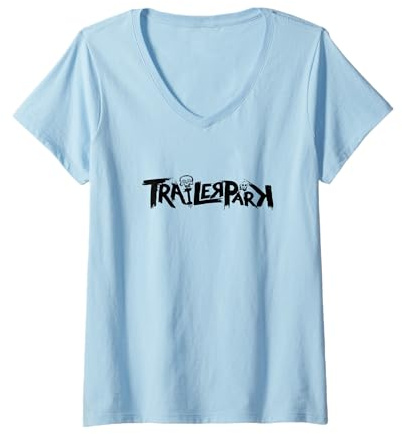 Femme Parc à roulottes T-Shirt avec Col en V