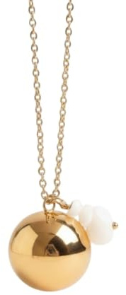 Bola grossesse pierre de lune plaqué or – Bola de grossesse or doré – Collier bola grossesse pierre naturelle – Chaîne 100 cm + 10 cm réglable - Bola grossesse simple – Cadeau femme enceinte