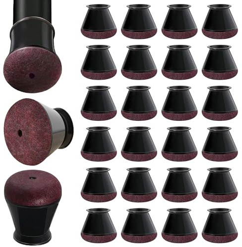 Xahpower 24 Pezzi Gommini per Sedie Rotondi, Copri Piedini Sedie in Silicone, Protezioni per Gambe di Sedie in Nero, Proteggi il Pavimento e Riduci il Rumore (Adatto per: 14-20mm)