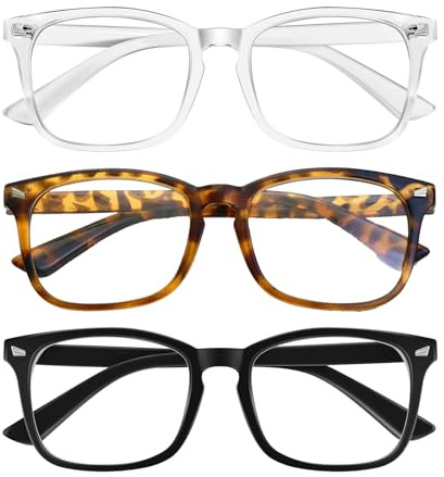 ZALAOR 3 Pairs Blue Light Blocking Glasses, For Men Women Screen Use | Clear Lens Anti Blue Light Glasses For, Computer, Phone, Reading, Work And Study, With Cleaning Cloth And Screwdriver