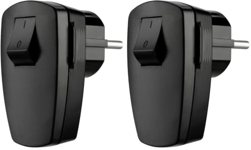 REV 0512102555 Winkelstecker, Stecker mit Schalter o. Kabel, max. 3680W, schwarz (Packung mit 2)