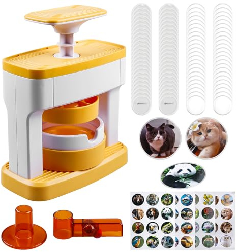 98 unidades de máquina de insignias para hacer botones, 55 mm, máquina de prensa con 48 papeles de patrones y 48 insignias, 1 cortador circular, regalo para niños, para regalos de fiesta, manualidades