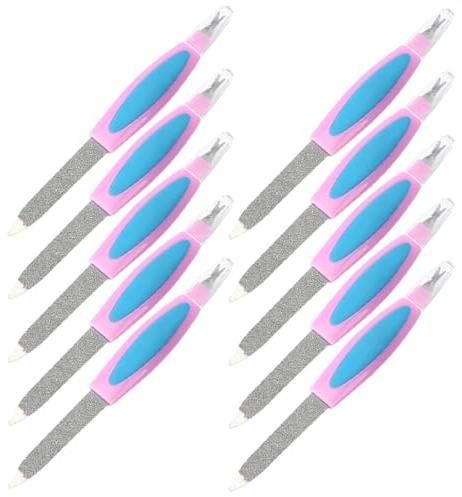 LRXIYODE Set 10 Lime per Unghie in Metallo a Doppia Estremità, Strumento per Manicure e Pedicure, Lima Quadrata per Rimuovere Pelle Morta e Lucidare, Accessori Compatti per Cura Unghie