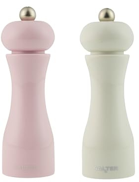 Salter Retro 18.5 cm Seasoning Mill Set – Pink & Cream Salt & Pepper Grinders, Ceramic Grind Mechanism, Adjustable Coarseness, Acrylic Body, Vintage Kitchen Design | Ceramic grinding mechanism, adjustable coarseness, acrylic body, for salt pepper and dried spices, coordinated colour pair