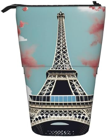 Hingor Trousse à crayons télescopique avec imprimé Tour Eiffel - Pour l'école, le bureau, les cosmétiques