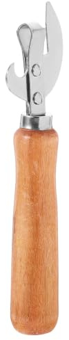 Zerodeko Abrelatas con mango de madera - Abrelatas manual - Sacacorchos para vino y cerveza - Sacacorchos de acero inoxidable - Removedor de tapones de cerveza con corte lateral para cocina, hogar y