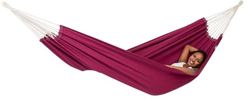 AMAZONAS - XL Hängematte Arte | Klassische brasilianische Hängematte mit handgewebten Nadelstreifen | Liegefläche 230x150cm | Belastbar bis 200 kg | Farbe: Vino