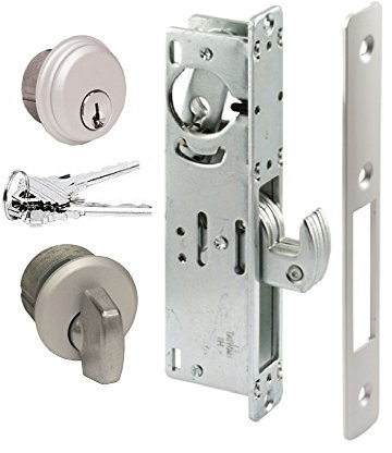 Pacific Doorware Keyed Hookbolt Set (Turnknob, Aluminum Silver, 1-1/8 Backset)