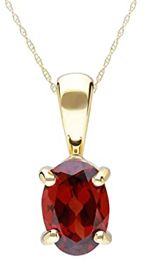 Ivy Gems 9ct Yellow Gold 0.930ct Oval Garnet Four Claw Pendant with 46cm / 18 Fine Gauge Prince of Wales Chain