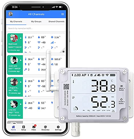 UbiBot GS1-A WiFi Thermometer Hygrometer, kabelloser Temperatur Datenlogger, Fernüberwachung der Luftfeuchtigkeit im Gewächshaus, kostenlose App & E-Mail-Alarm, IFTTT, Alexa (nur 2.4GHz WiFi)