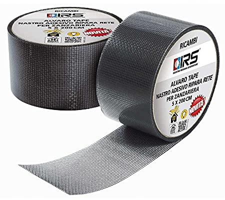 ALVARO TAPE-NASTRO ADESIVO RIPARA RETE PER ZANZARIERA GRIGIO 5X200CM.RICAMBI ZANZARIERE