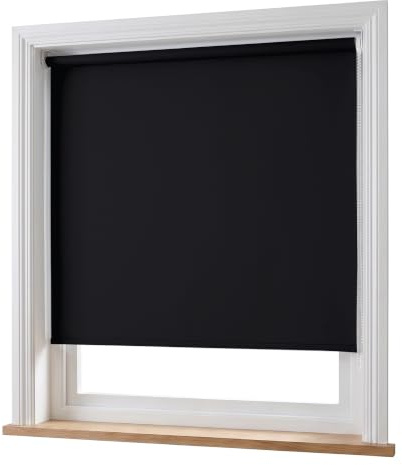 Home In Style 4U Roller Blinds Black (60cm Wide x 165cm Long) | Thermal Insulated Blackout Roller blind Trimmable UV Protection Child Safety Easy Fit Home Office Window Blinds