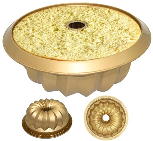 HSU'S 3D Weihnachten, Silikon Backformen Schimmel, Goldene Farbe, Backen, Kuchenteller, brot，Perfekt für Feiertagspartys (Savarin)