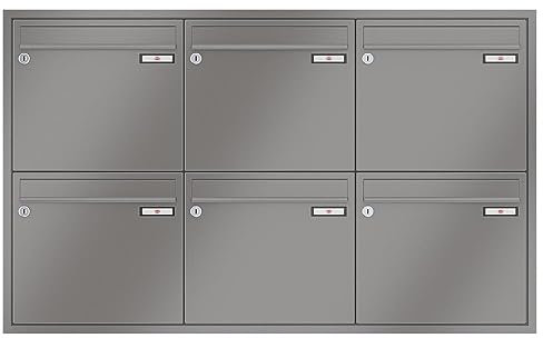 RENZ/Eckrahmen / 6er Unterputz-Briefkastenanlage Einbau-Briefkasten/RAL-Farbe 9007 Volumen 12 L/Dein-Briefkasten.de