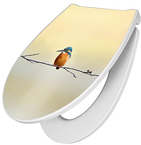 banjado Premium Toilettendeckel mit Absenkautomatik 45x38,4cm / WC Brille Soft Close/hygienischer Toilettendeckel/Klodeckel Duroplast mit Edelstahl Scharnier/Motiv Pause