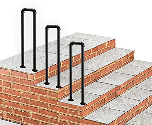 RTY-SC Corrimani per Esterni per gradini, corrimano di Transizione in Metallo Nero per Passi in Cemento e gradini in Legno |Scala a Mano Supporto per ringhiera Bannister, Balcone da Giardino Terrazza