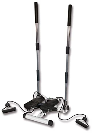 Stepper Rovera Walky Maxi con Elastici, Manubrio Regolabile, Movimento Orbitale ed Elastici, Step Fitness con Monitor LCD per Casa