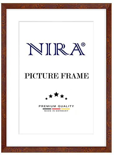 NiRa Massiv Holz Bilderrahmen 33 x 98 cm in Wurzelholz Braun-matt (Außenkante in Schwarz) | Farbe und Größe wählbar | Rahmen für Poster | Puzzle | Foto collage HD127