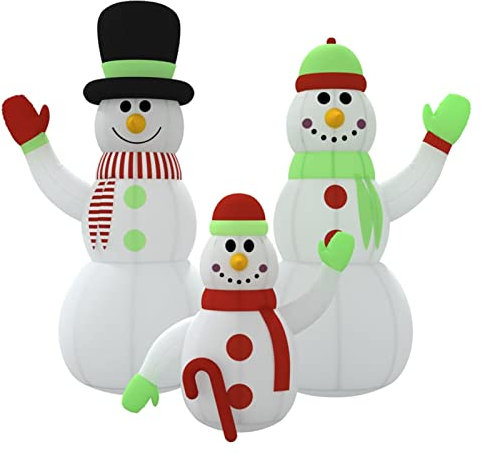 Tidyard Aufblasbare Schneemann-Familie mit LEDs Beleuchtet Weihnachtsdekoration Beleuchtung Weihnachtsfigur Figur Winter Deko Weihnachten 470 x 220 x 500 cm (L x B x H) Mehrfarbig