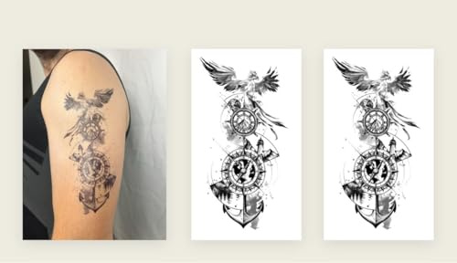 2 x Temporary Phönix Kompass Schiffsanker Tattoo Fake Tattoo NAG001