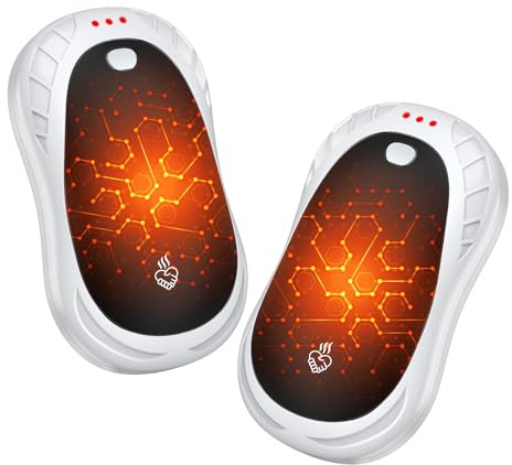 Handwärmer Elektrisch Split 2er-Pack,FANDLISS Wiederaufladbar Handwärmer USB,3 Heizmodi Tragbare Elektrischer Taschenwärmer für Outdoor im Winter 5200mAh,Handwärmer Wiederaufladbar für Outdoor Sport