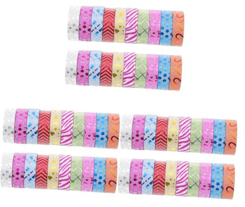 Lurrose 60stücke Selbstklebende Washi Tapes Bunte Dekorative Klebebänder Für Scrapbooking -projekte Notizbücher Und Geschenkverpackungen Kreative Bastelmaterialien