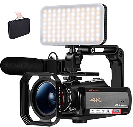 Caméscope de caméra vidéo 4k v Enregistreur de caméra vlogging AC5 12x Zoom Optique de caméscope en Streaming en Direct avec LED Mémoire légère Dakota du Sud Carte