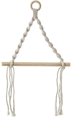 Ciieeo Bohemian Handgewebter Handtuchhalter Aus Baumwolle Und Holz Hängender Rollenpapierständer Für Küche Und Badezimmer Wandmontierter Papierhandtuchhalter Im Boho Stil 21.65X11.02X1.18 Zoll