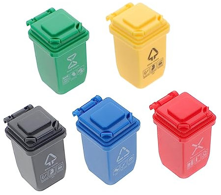 WOONEKY 5 Stücke Puppenhaus Miniatur Mülleimer Viktorianischen Puppenhaus Sortierung Bin Elastische Mini Mülleimer Modell