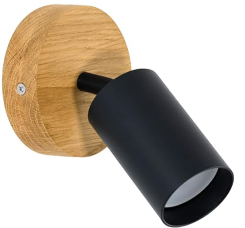LED Wood Deckenstrahler 1 Flammig Schwenkbar - Handgefertigte Spots Deckenleuchte Modern aus Eiche - Strahler Deckenlampe Holz - GU10 Spotlight Lampe Wohnzimmer (Ohne Glühbirne) - Durchmesser 10cm
