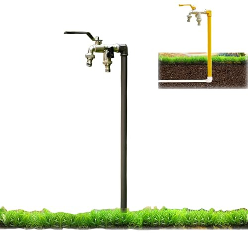 XRRJFYH Wassersäule mit Wasserhahn Wasserzapfsäule Garten Edelstahl Wasserhahn 1/2 Zoll Außenwasserhahn Frostsicher Wasserhahn Säule(Grau,80cm/31.5in)