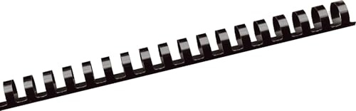 Albyco Plastikbinderücken, Binderinge, Bindekämme aus Kunststoff, 21 Ringe, ø 10 mm Schwarz, Bindekapazität 65 Blatt, Länge A4, 100 Stück
